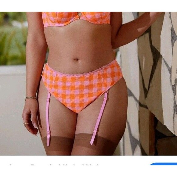 Savage Fenty Size M Gingham Remix High-Waist Cheeky Undie Garter Check’d Out NWT - Picture 1 of 9